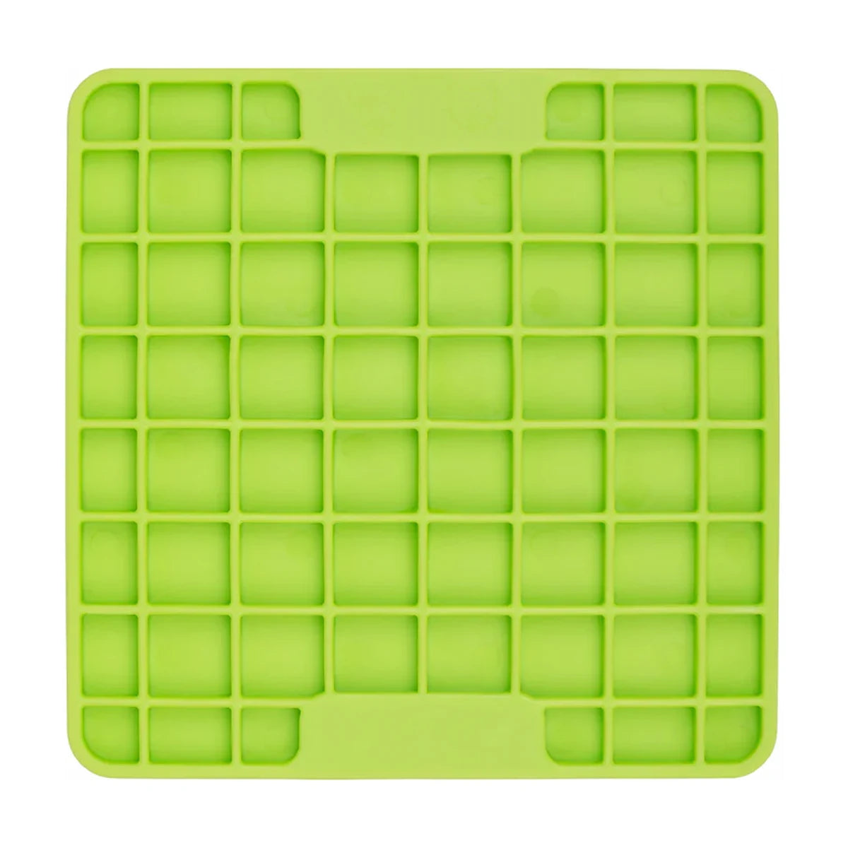 LickiMat Mini Playdate green lick mat front view square pocket texture for wet food and frozen treats