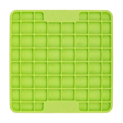 LickiMat Mini Playdate green lick mat front view square pocket texture for wet food and frozen treats