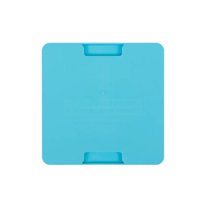 Back view of LickiMat Mini Soother turquoise 15cm showing flat base for grip on smooth surfaces