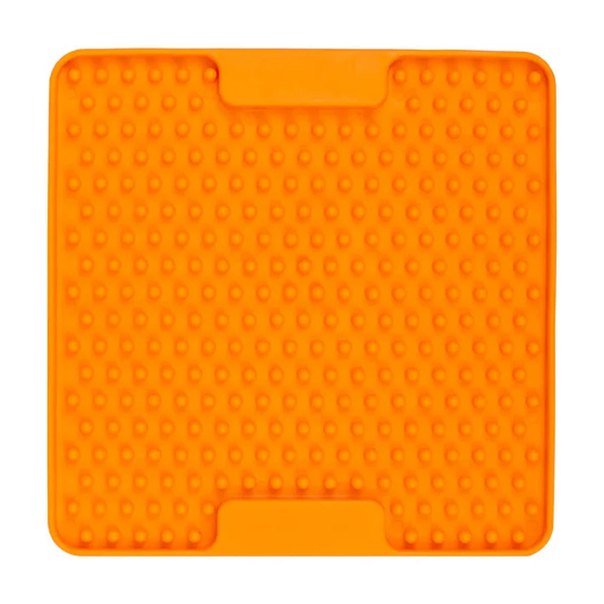 LickiMat Mini Soother orange lick mat front view raised dots texture for soft runny treats