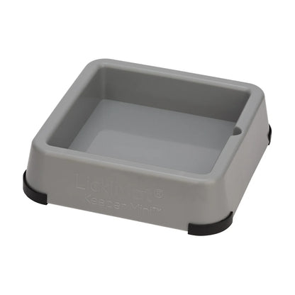 LickiMat Mini Keeper non-slip mini lick mat holder in grey, angled studio view