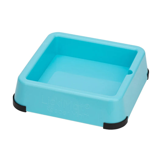 LickiMat Mini Keeper non-slip mini lick mat holder in turquoise, angled studio view