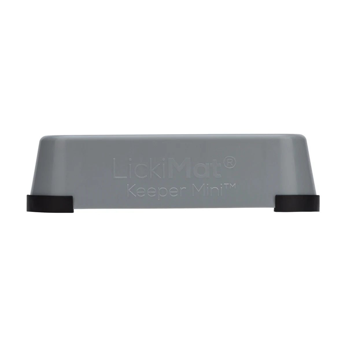 Side profile of LickiMat Mini Keeper showing raised depth, grey
