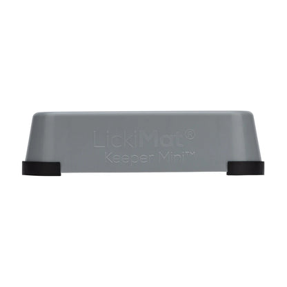 Side profile of LickiMat Mini Keeper showing raised depth, grey
