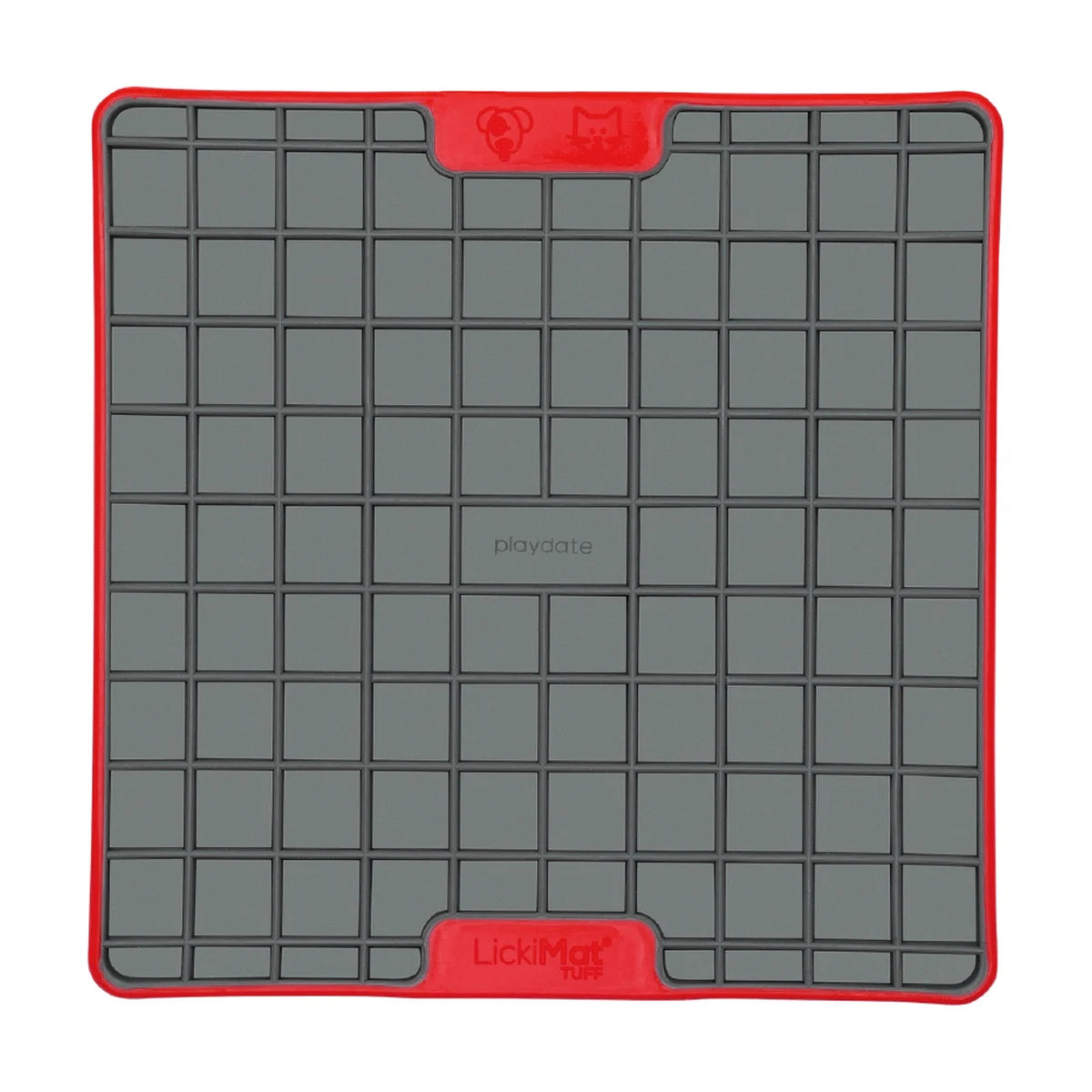 LickiMat Playdate TUFF slow feeder lick mat in red for dogs and cats