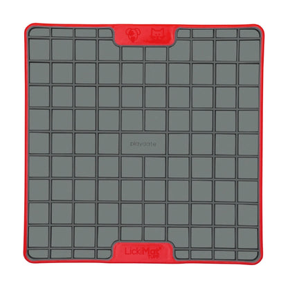 LickiMat Playdate TUFF slow feeder lick mat in red for dogs and cats