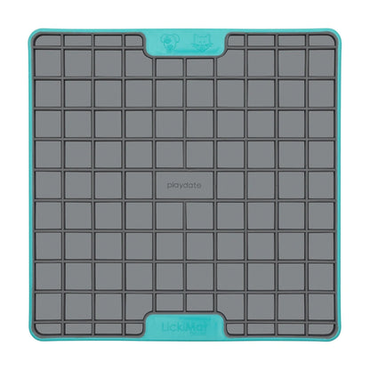 LickiMat Playdate TUFF slow feeder lick mat in turquoise for dogs and cats