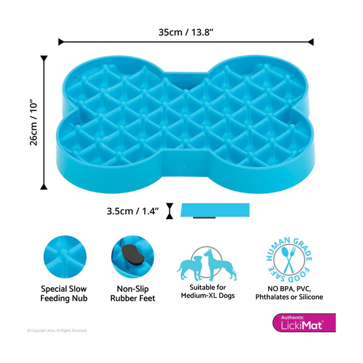 LickiMat SloDog slow feeder plate size 35cm x 26cm x 3cm dimensions guide