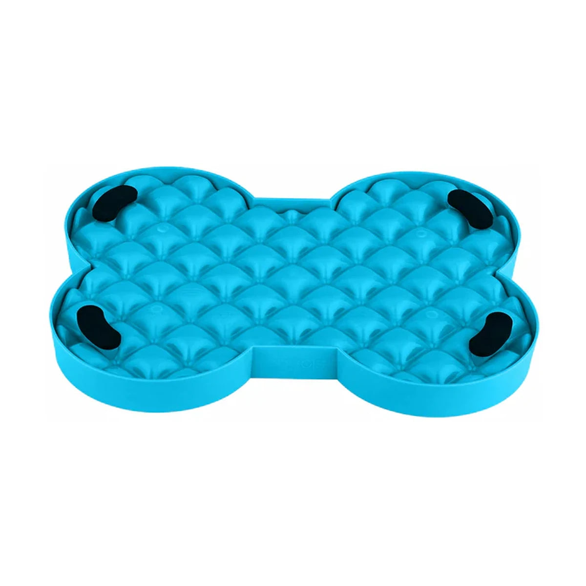 LickiMat SloDog slow feeder plate turquoise bottom view showing non slip rubber feet