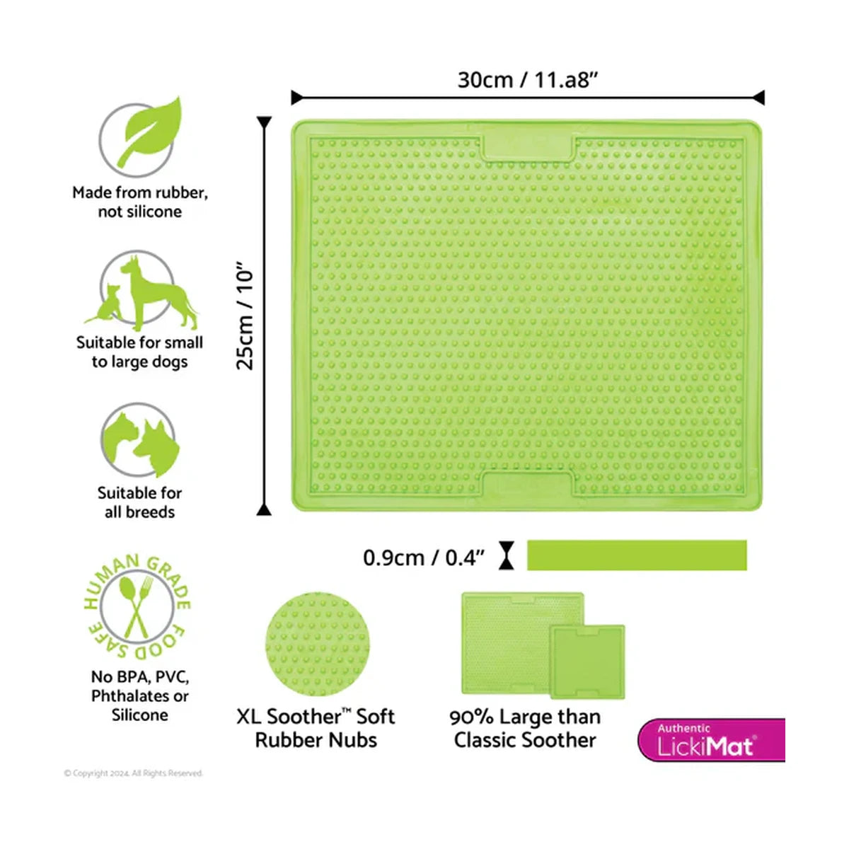 LickiMat Soother XL dimensions 30cm x 25cm extra large lick mat thickness 09cm for dogs