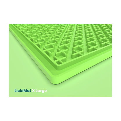 Close up of LickiMat Soother XL texture soft rubber nubs for spreadable treats and slow licking