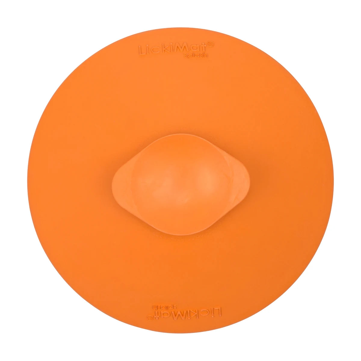 LickiMat Splash orange suction cup bottom view sticks to tiles glass tubs for grooming