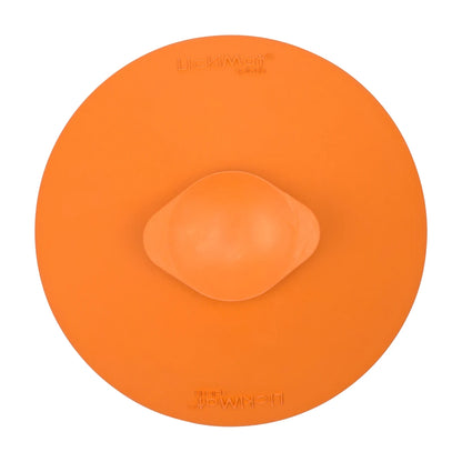 LickiMat Splash orange suction cup bottom view sticks to tiles glass tubs for grooming