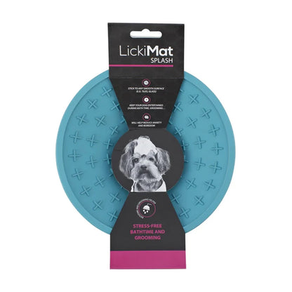 LickiMat Splash turquoise packaging authentic suction lick mat for grooming and bath time