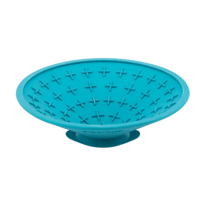 LickiMat Splash turquoise suction slow feeder bowl for dogs top view lick mat