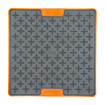 LickiMat TUFF Buddy slow feeder lick mat for dogs and cats in Orange, front studio view