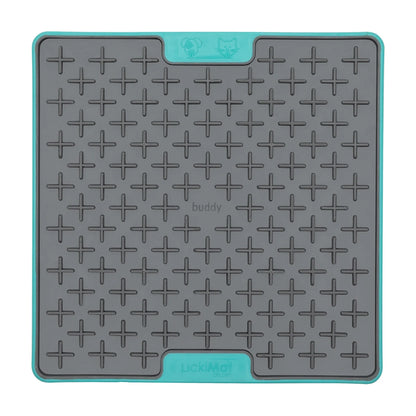 LickiMat TUFF Buddy slow feeder lick mat for dogs and cats in Turquoise, front studio view