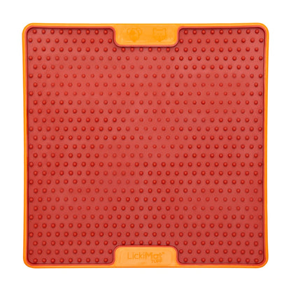 LickiMat TUFF Pro Soother lick mat for dogs orange top view 20cm slow feeder