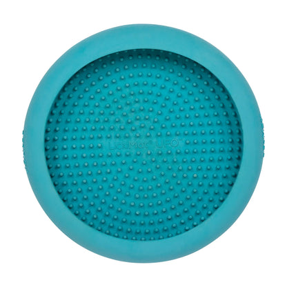 LickiMat UFO turquoise top view showing soothing licking nubs for dogs