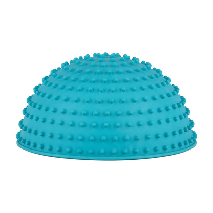 LickiMat Wobble turned inside out showing the inside texture with raised nubs, turquoise pet lick mat for spreading treats