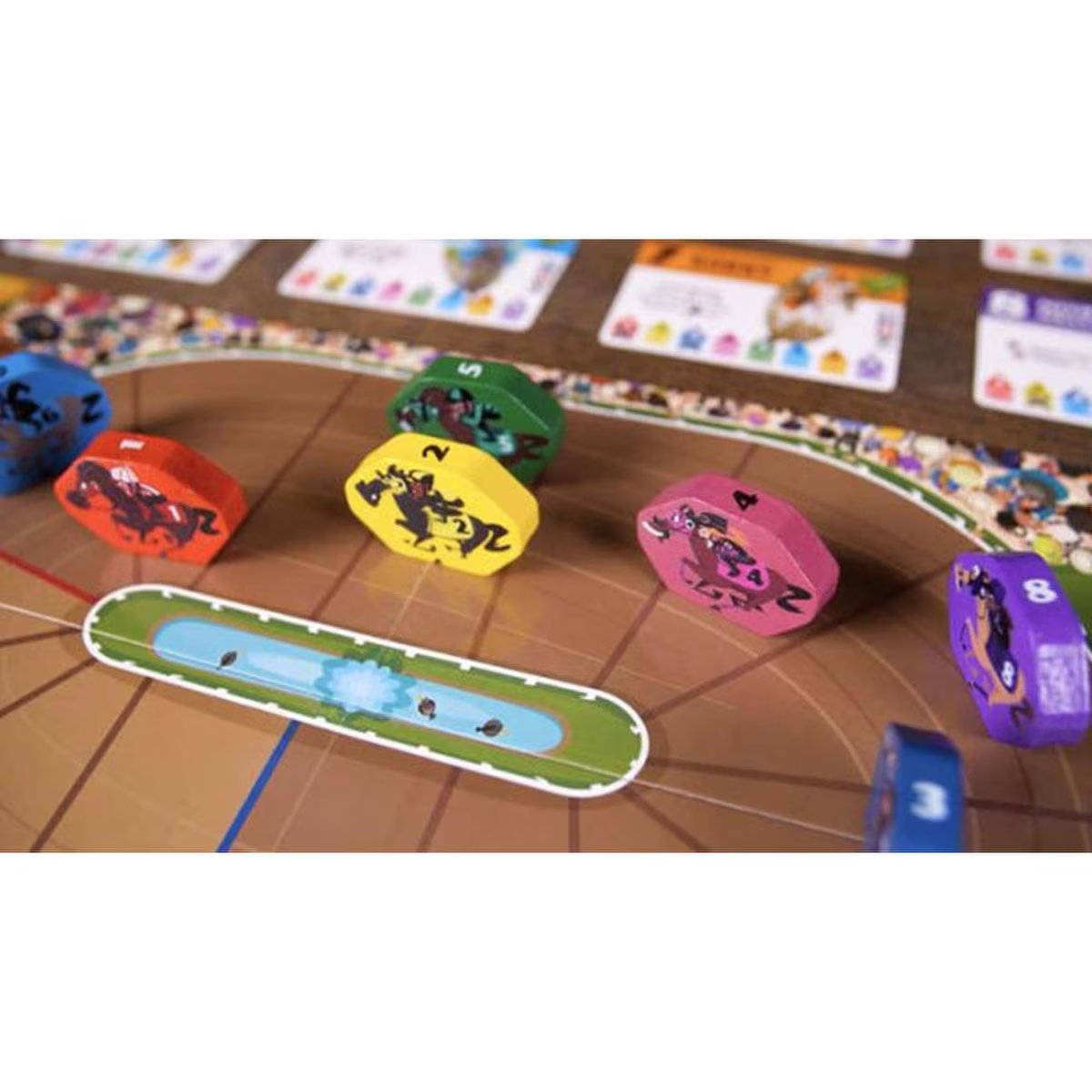 Long Shot The Dice Game wooden horse tokens racing around the track during gameplay