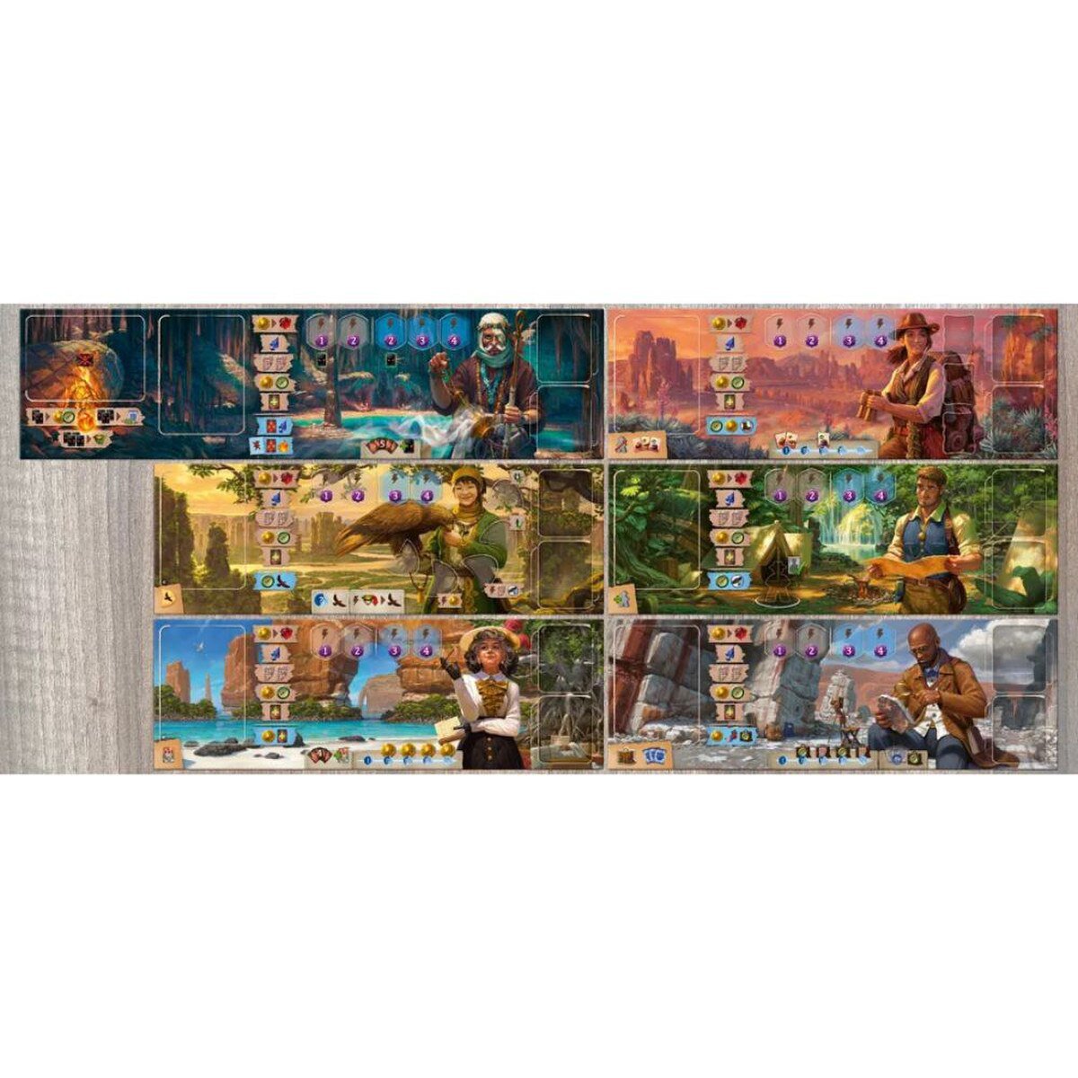 Lost Ruins of Arnak Expedition Leaders six illustrated leader player boards