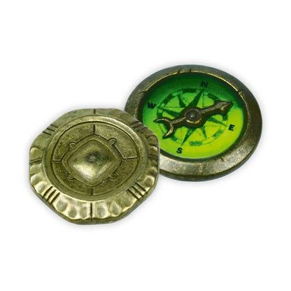 Lost Ruins of Arnak Upgraded Components zinc-alloy coin and compass tokens