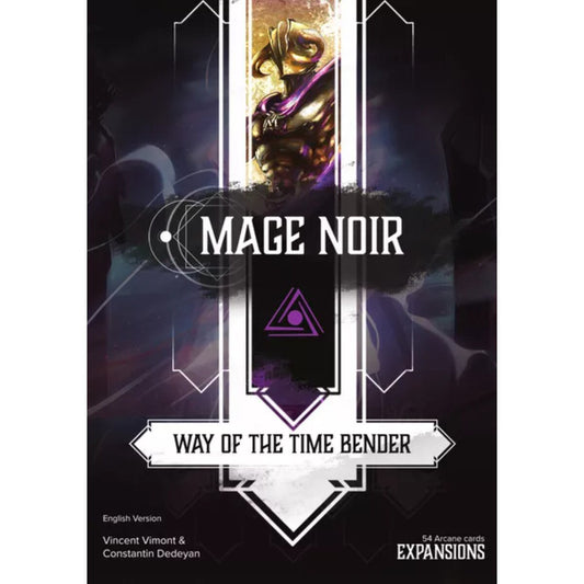 Mage Noir Way of the Time-Bender expansion box front showing Arcane element artwork for the strategic card game