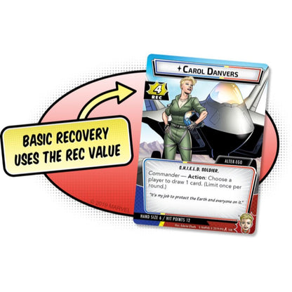 Carol Danvers alter-ego card showing recovery value in Marvel Champions