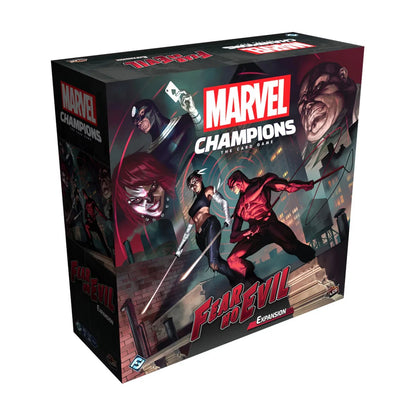 Marvel Champions Fear No Evil Expansion box featuring Daredevil, Echo and Kingpin