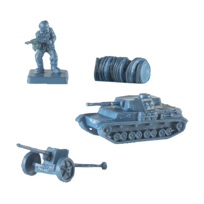 Blue Axis miniatures for Memoir ’44 Refresh including soldier, tank, artillery and terrain obstacle pieces