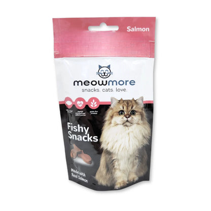 Meow More Meaty Snacks Salmon Cat Treats 35g grain-free pouch made with real salmon