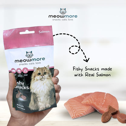 Meow More Meaty Snacks Salmon Cat Treats 35g made with real salmon