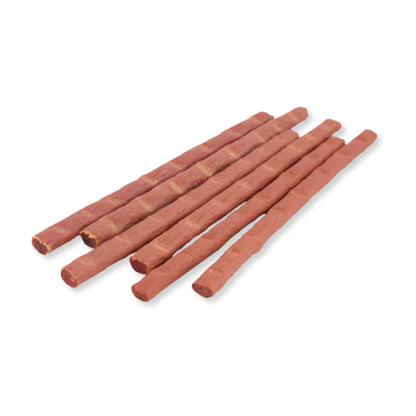 Meow More Salmon & Trout Cat Treat Sticks 15g showing soft savoury meaty sticks