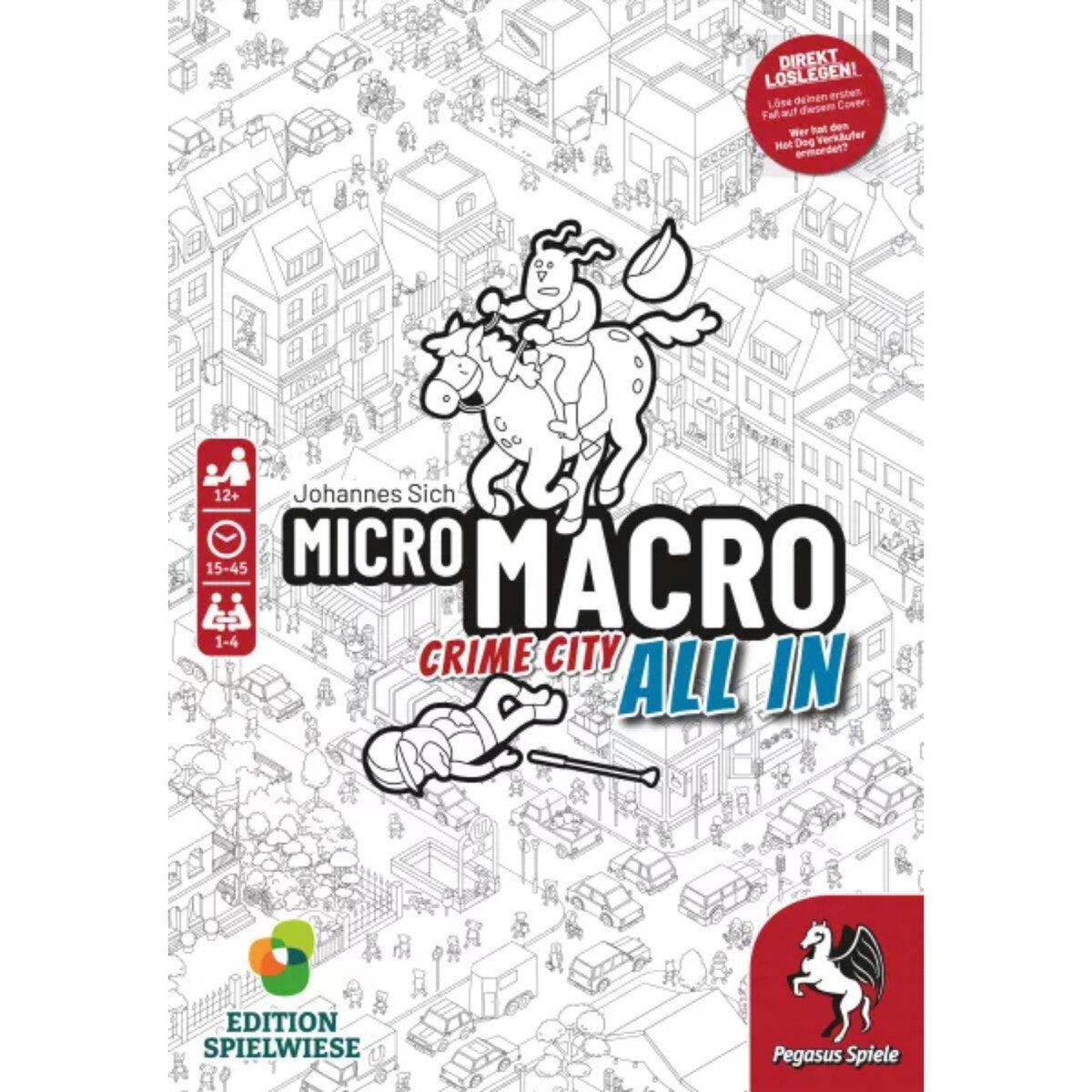MicroMacro Crime City 3 All In detective board game front box showing standalone hidden object mystery game for ages 12+