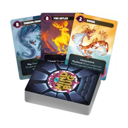 Mindbug Beyond Eternity creature cards and deck showing Boost focused tactical card gameplay