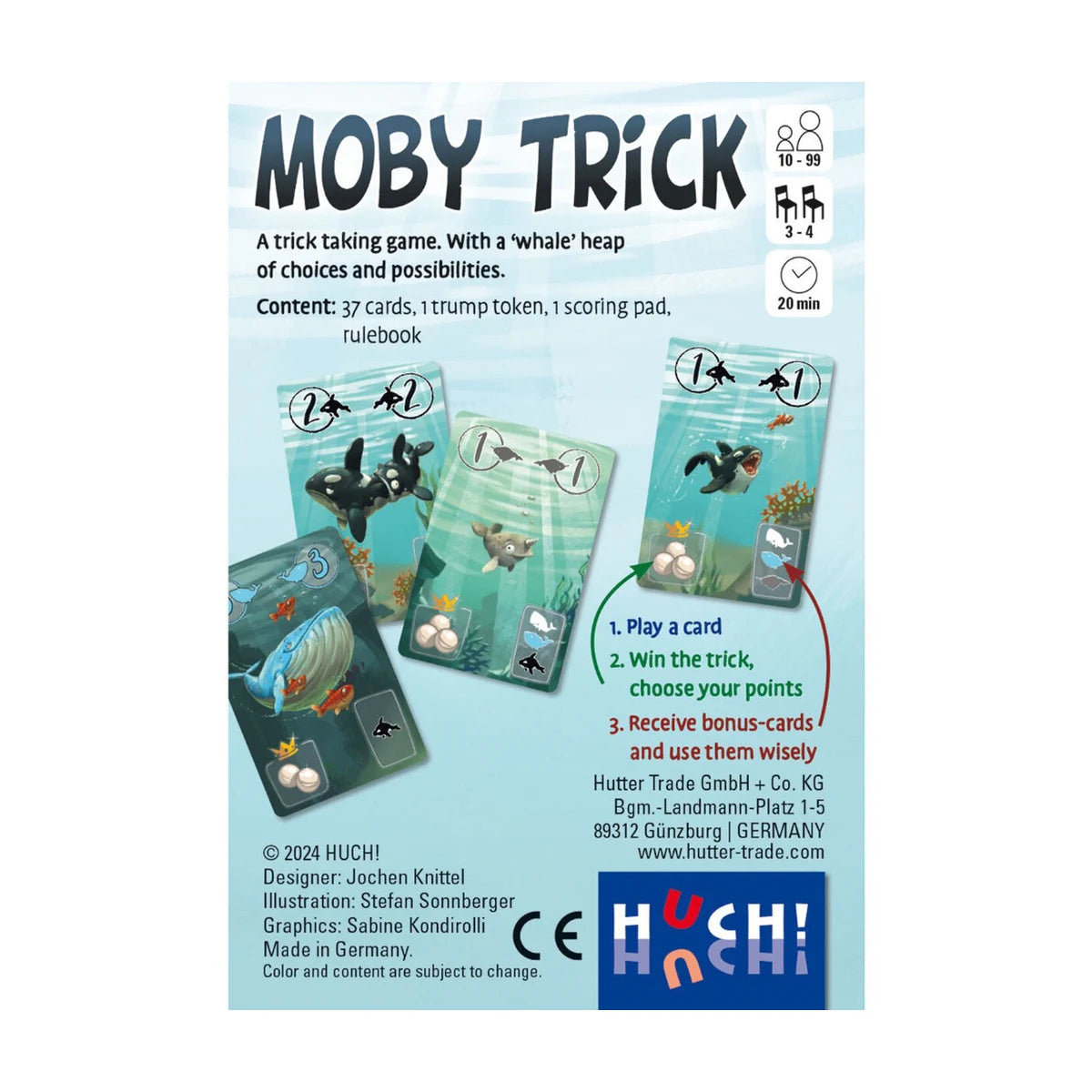 Moby Trick card game box back with game details