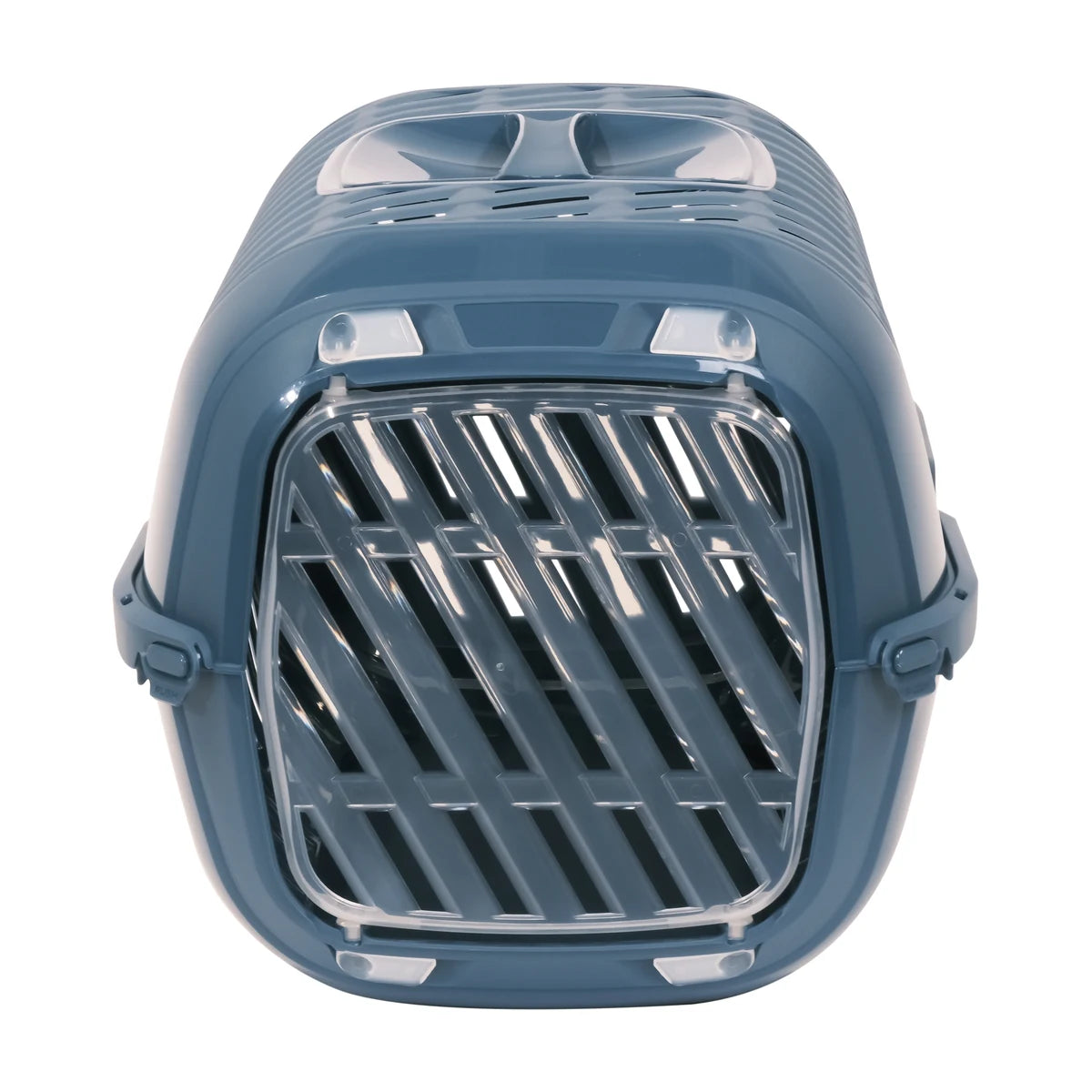 Front view of Moderna Aventro Pet Carrier in Copen Blue showing translucent door