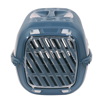 Front view of Moderna Aventro Pet Carrier in Copen Blue showing translucent door