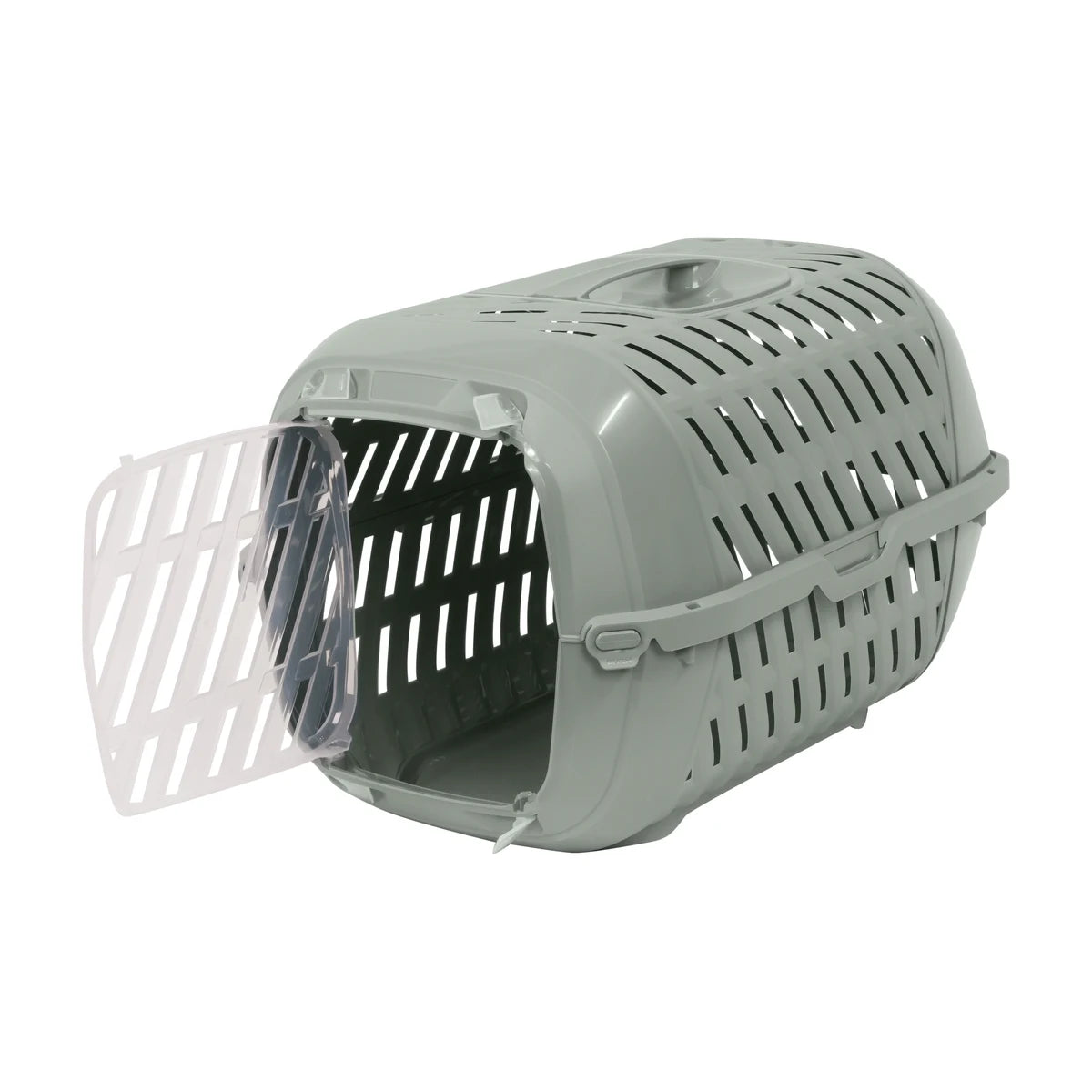 Olive Green Moderna Aventro Pet Carrier with translucent front door opened