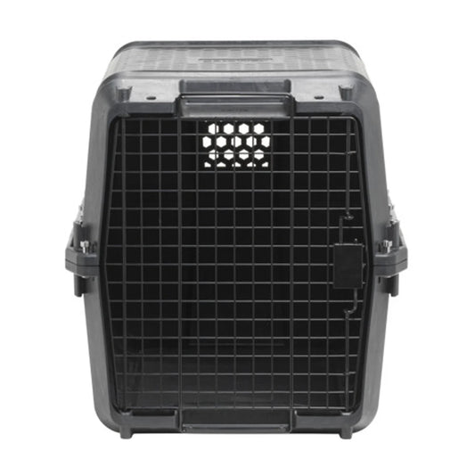 Moderna Gateway IATA dog transport carrier in black shown from the front