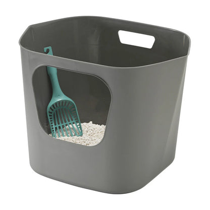 Moderna Lotus Titanium Grey litter tray with scoop and cat litter