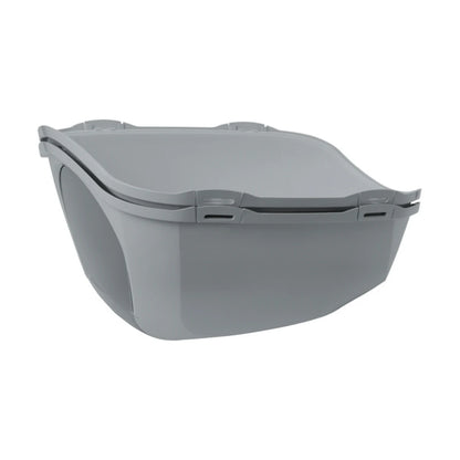 Moderna Mega Smart Cat Litter Box deep Titanium Grey base showing high-sided tray and secure attachment clips.