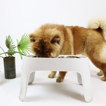 Dog eating from a Moderna Skybar elevated dog feeder