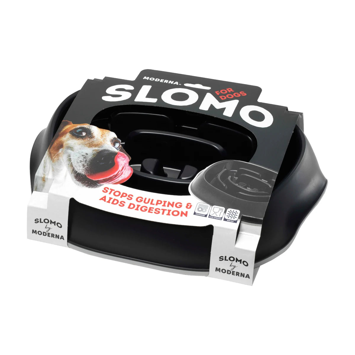 Moderna Slomo 950 ml slow feeder dog bowl in Black