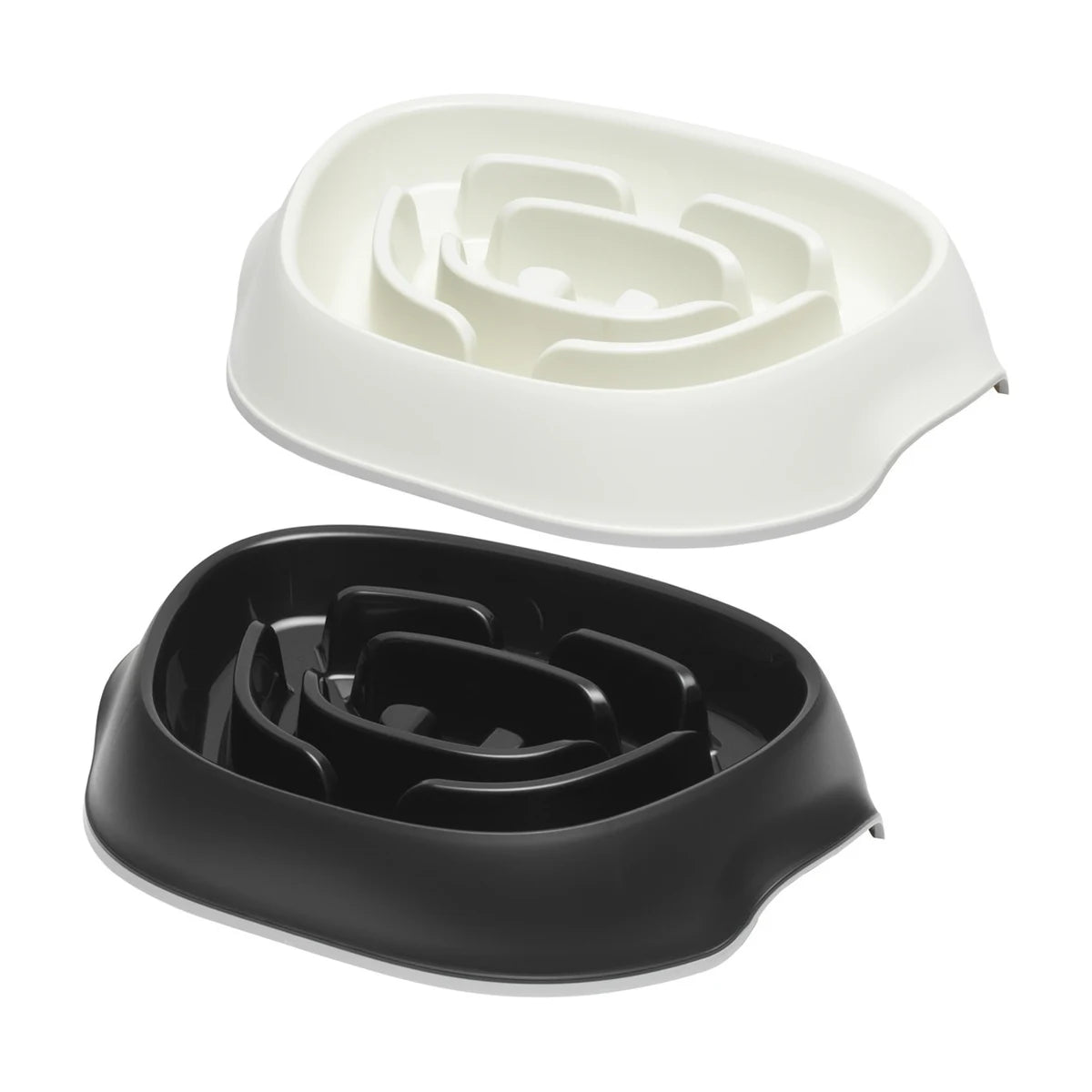 Moderna Slomo slow feeder dog bowls in Black and Soft White