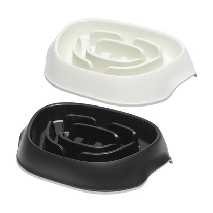 Moderna Slomo slow feeder dog bowls in Black and Soft White