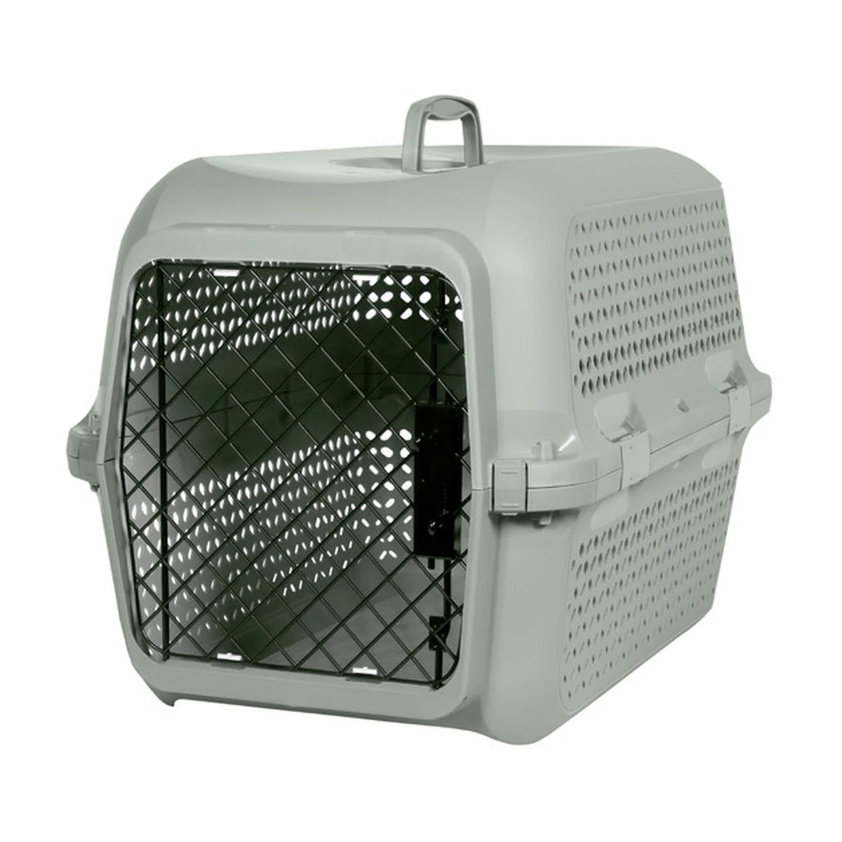Moderna Ventura medium pet carrier in Olive Green with black metal door and ventilation openings