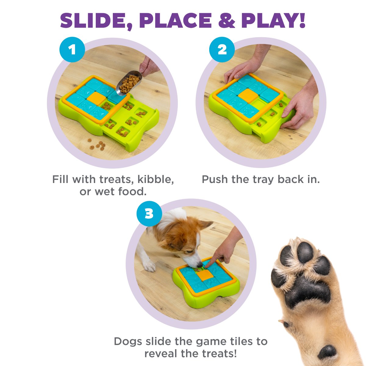 How to fill and play with the Nina Ottosson Challenge Slider dog puzzle