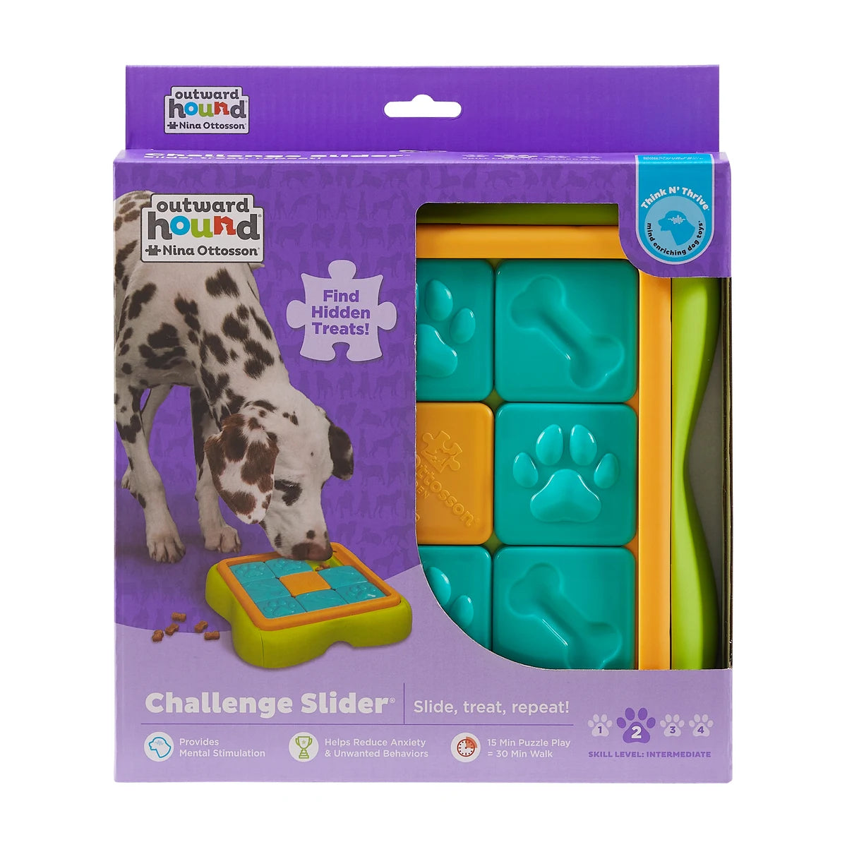 Nina Ottosson Challenge Slider Orange Dog Puzzle Toy in packaging